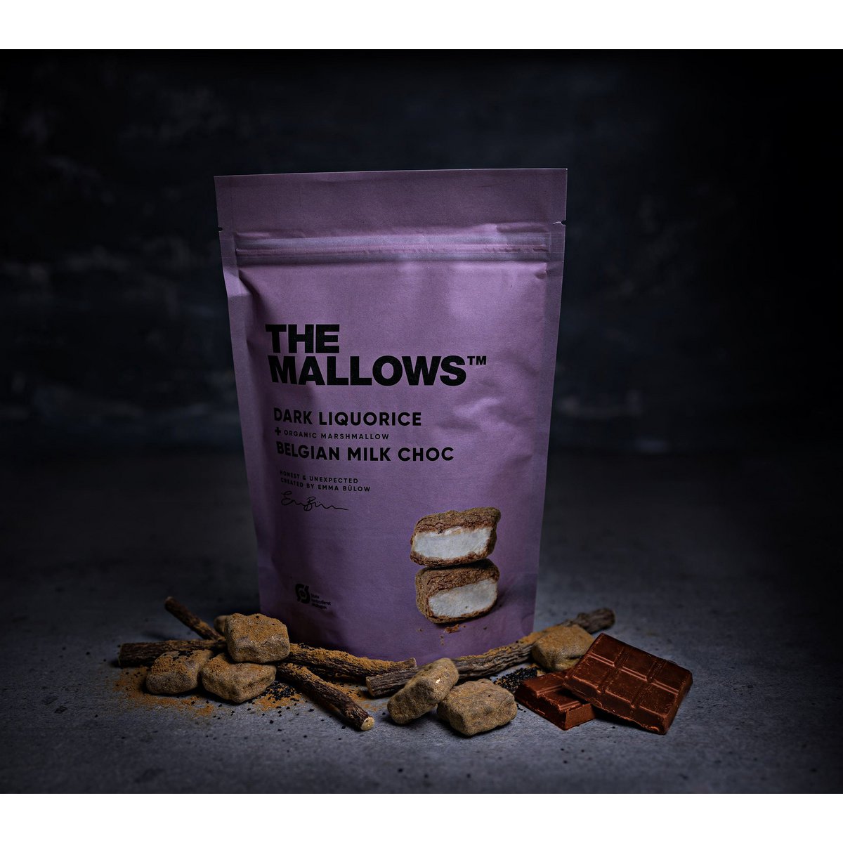 THE MALLOWS LIQUORICE + BELGIAN MILK CHOC - gurmeevahukomm 90g - Image 2