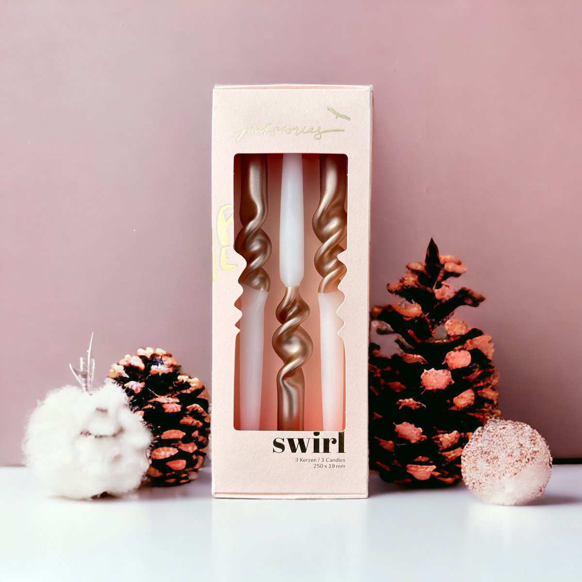 Küünlakomplekt Swirl 3tk, kuldne